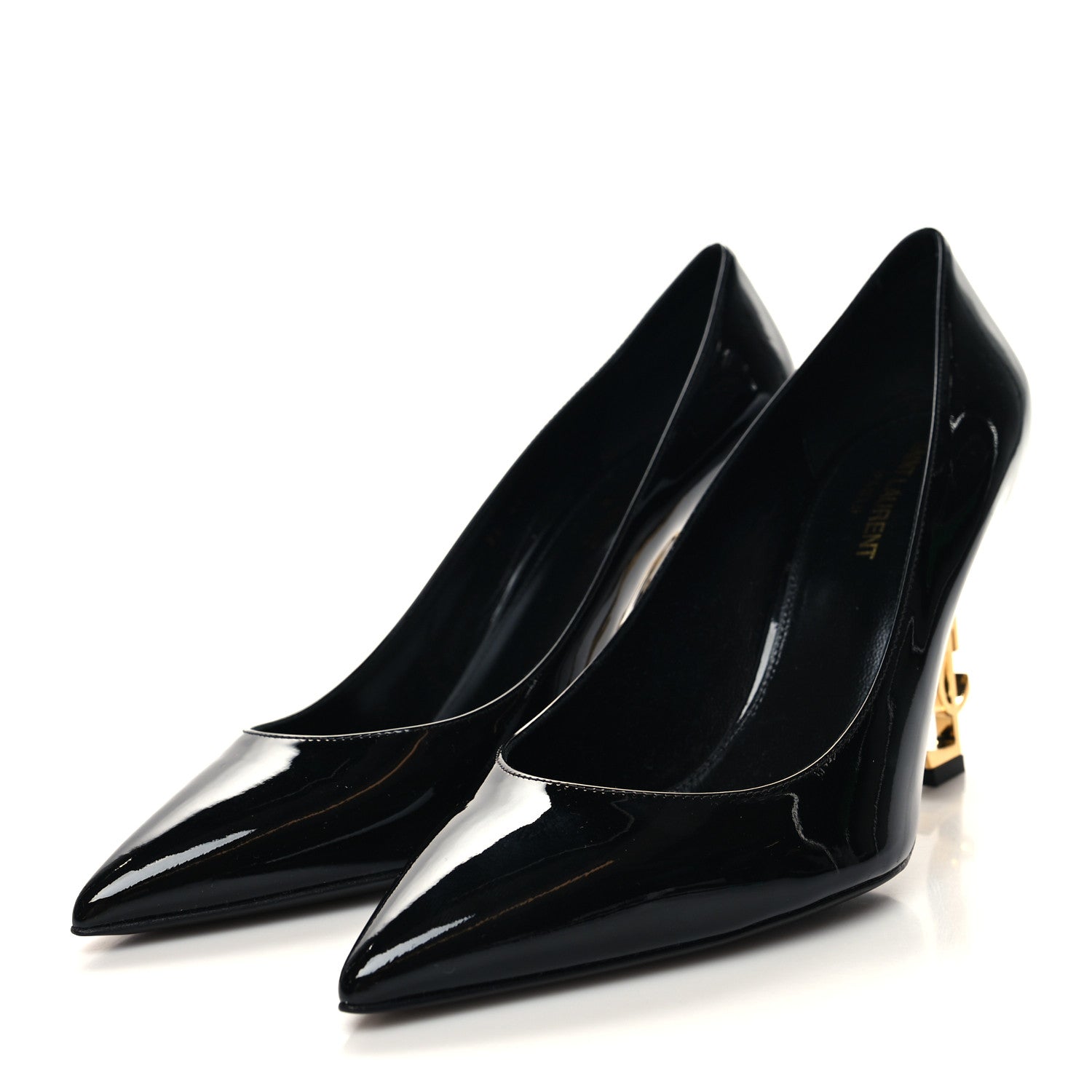 Saint Laurent Patent Calfskin Opyum 85 Pumps 39.5 Black Gold 3 of 8