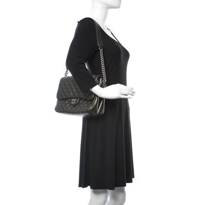Chanel Metallic Goatskin Quilted Medium Rock In Rome Flap Charcoal 2 of 13