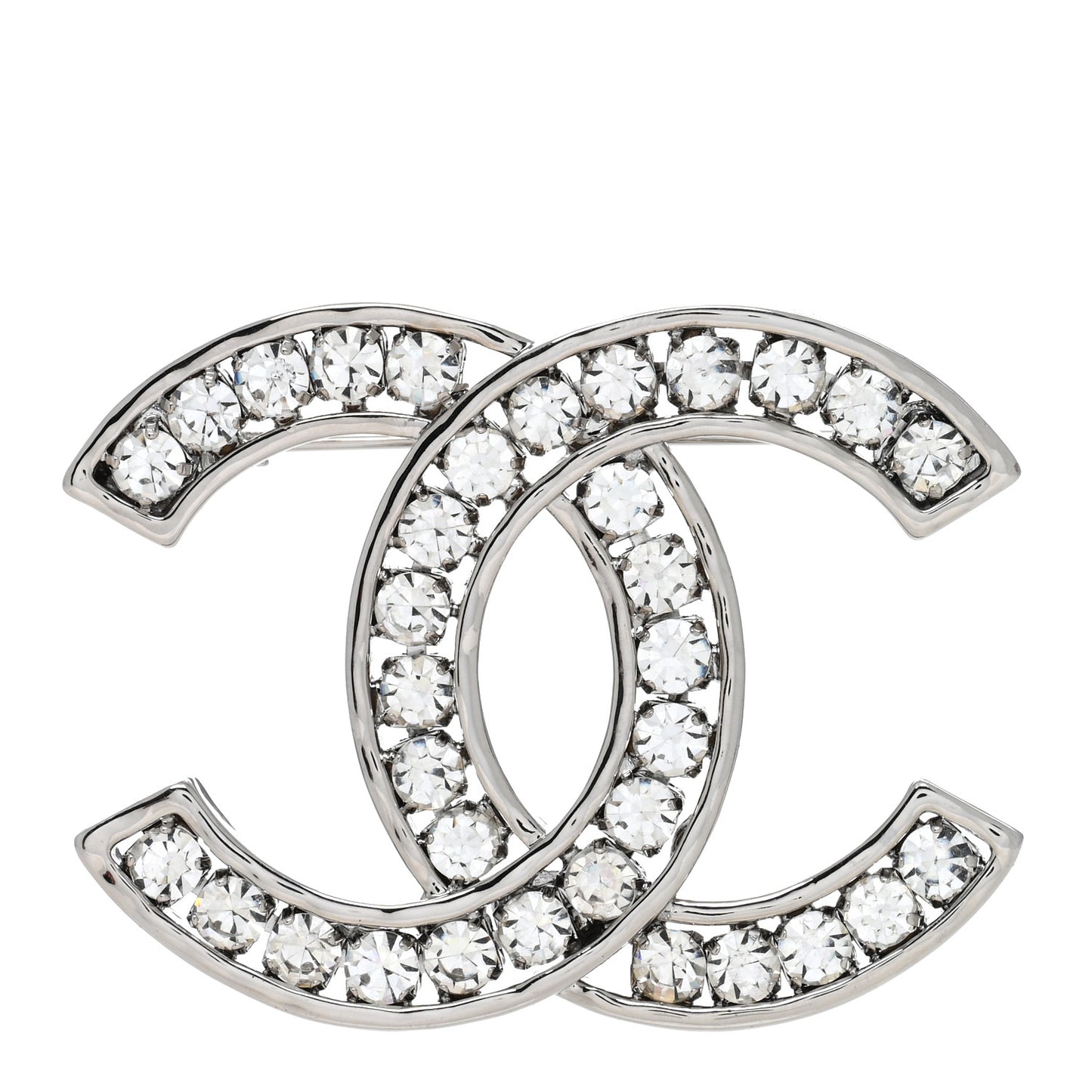 Crystal Large CC Brooch Silver