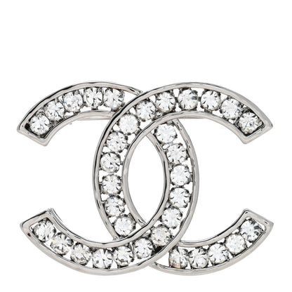 Chanel Crystal Large CC Brooch Silver 1 of 3