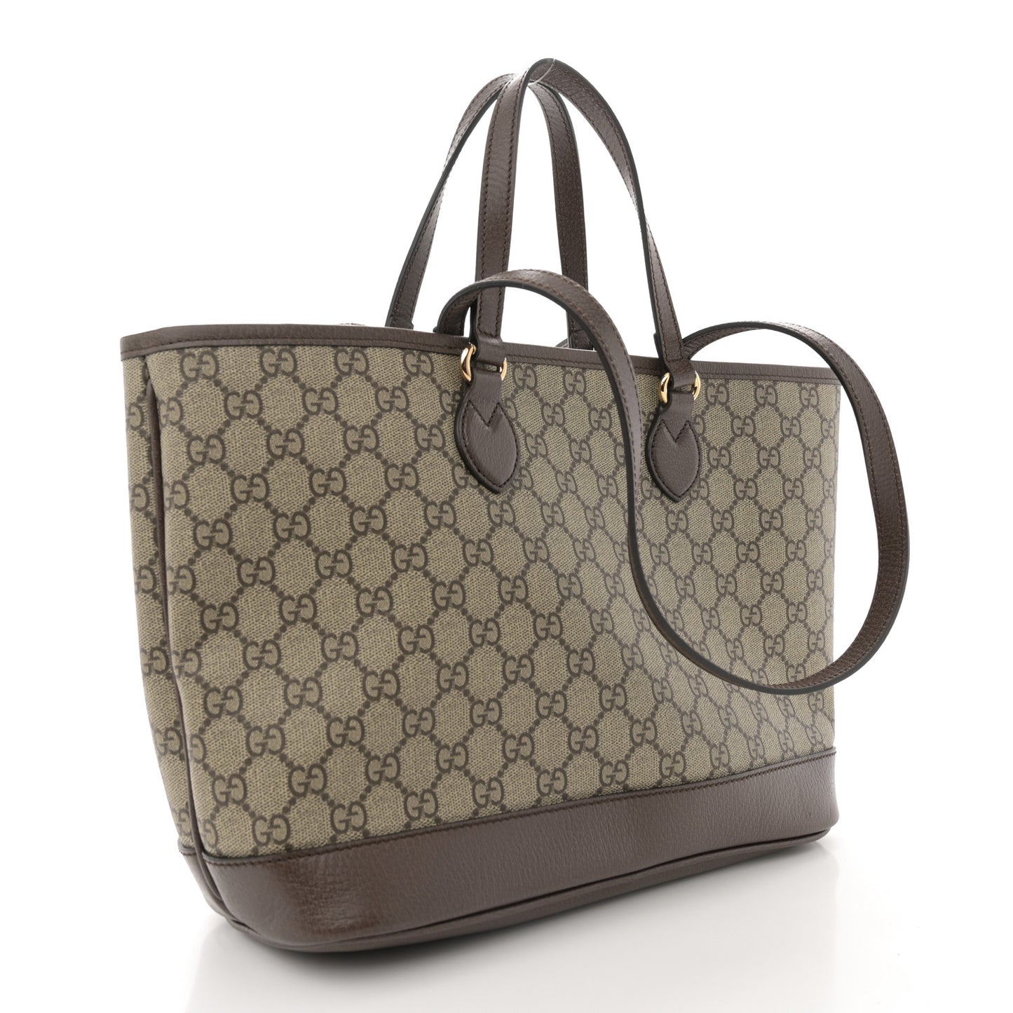 GG Supreme Monogram Textured Calfskin Small Ophidia Shoulder Tote Bag Beige Ebony New Acero