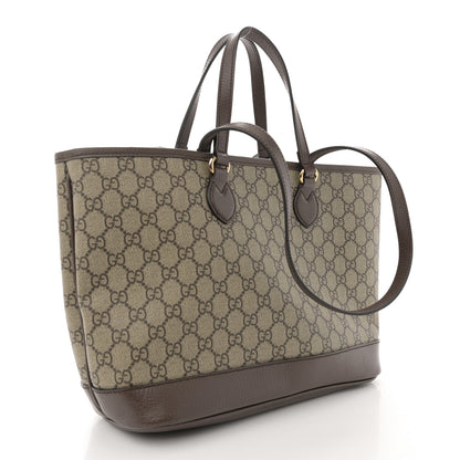 Gucci GG Supreme Monogram Textured Calfskin Small Ophidia Shoulder Tote Bag Beige Ebony New Acero 3 of 11