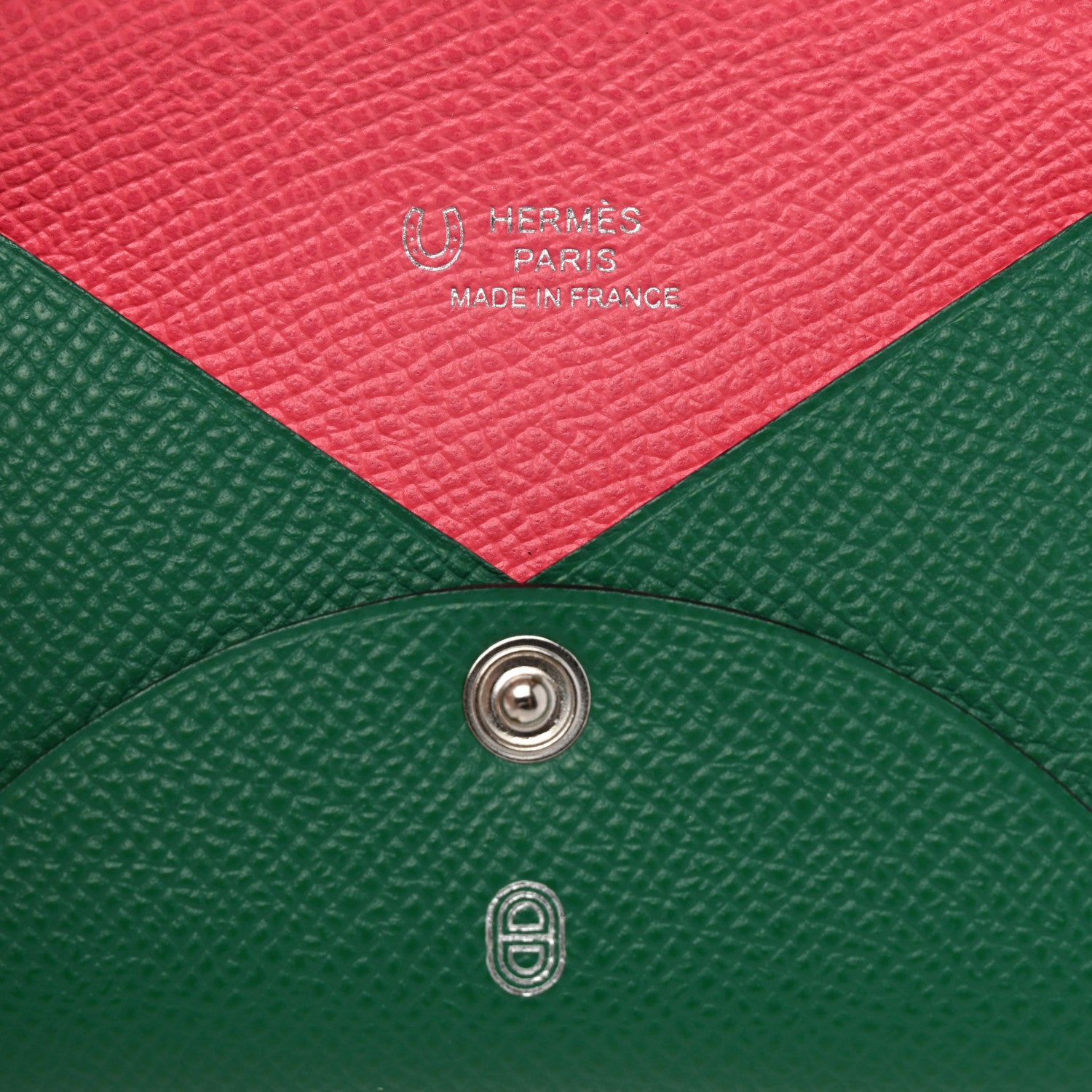 Hermes Epsom Horseshoe Calvi Card Case Vert Vertigo Rose Azalee 6 of 8