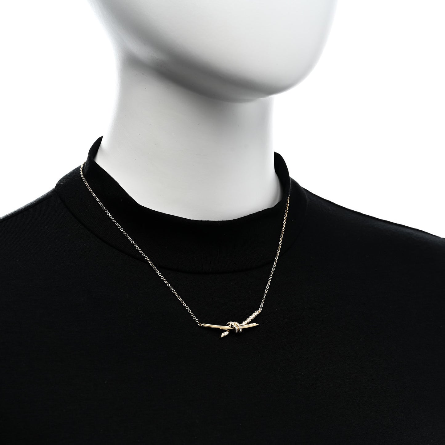 18K Yellow Gold Diamond Knot Necklace