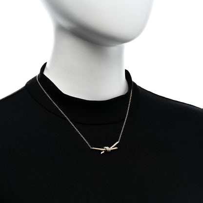 Tiffany 18K Yellow Gold Diamond Knot Necklace 2 of 6