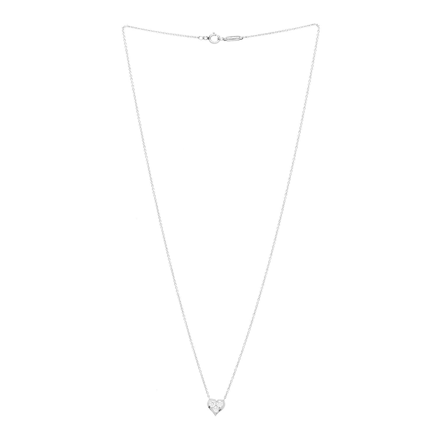 Tiffany Platinum Diamond Heart Pendant Necklace 3 of 7