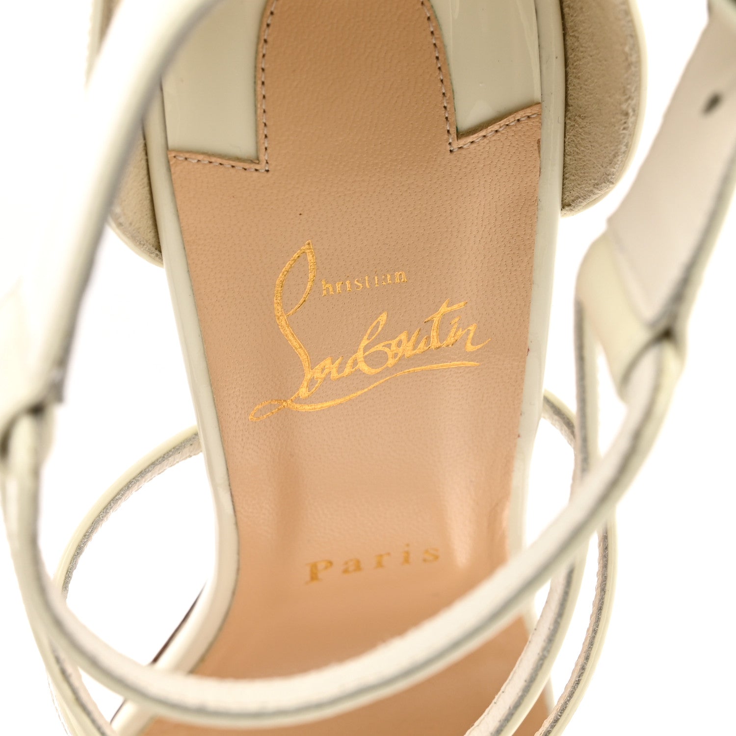 Christian Louboutin Patent Calfskin Choca 100 Strappy Sandals 39 Latte 7 of 7