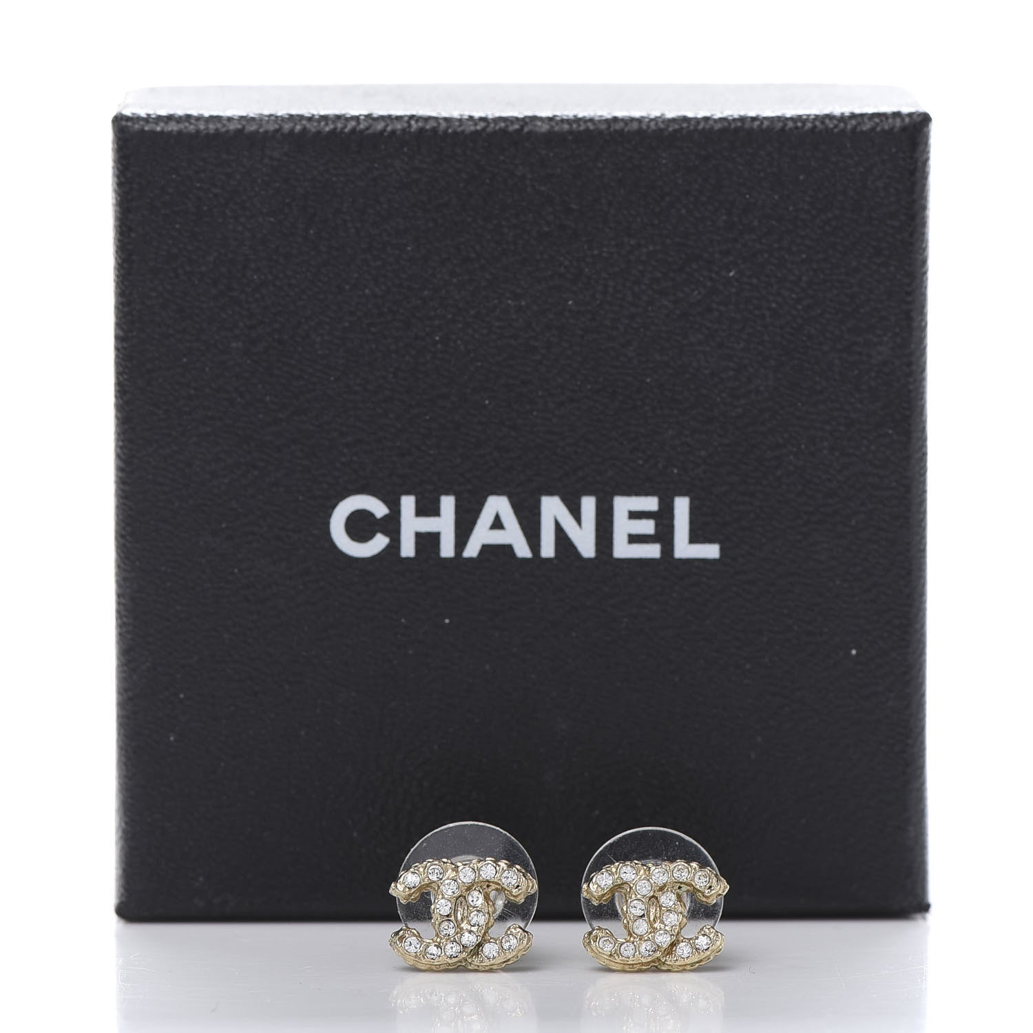 Chanel Crystal Mini Timeless CC Earrings Gold 5 of 5
