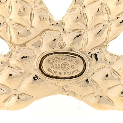 Chanel Metal Crystal Baguette CC Brooch Gold 3 of 4