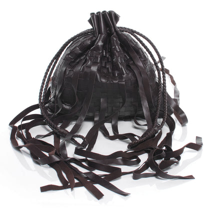 Bottega Veneta Lambskin Intrecciato Drawstring Fringe Pochette Brown 1 of 7