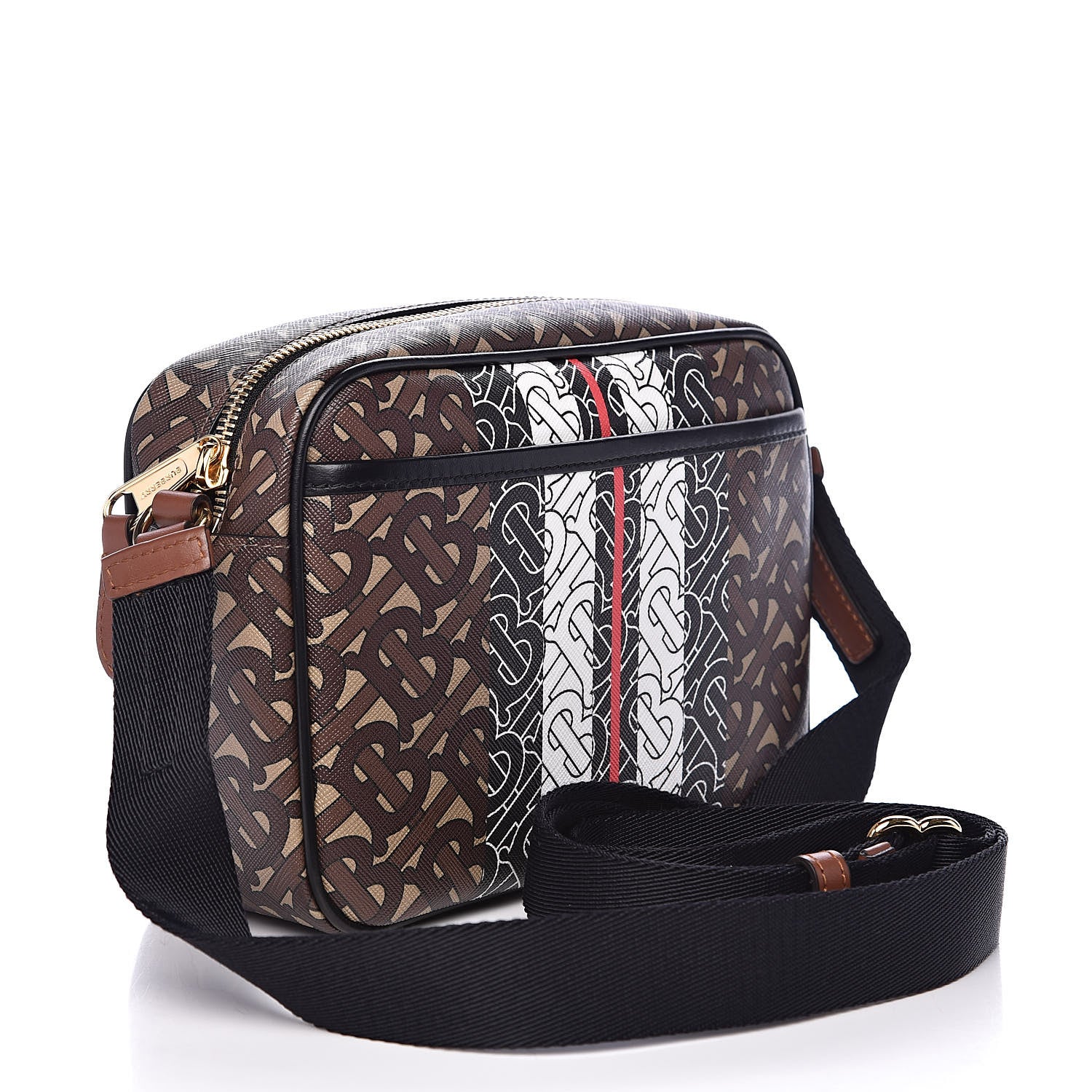 Burberry E-Canvas Monogram Stripe Crossbody Bag Bridle Brown 3 of 9