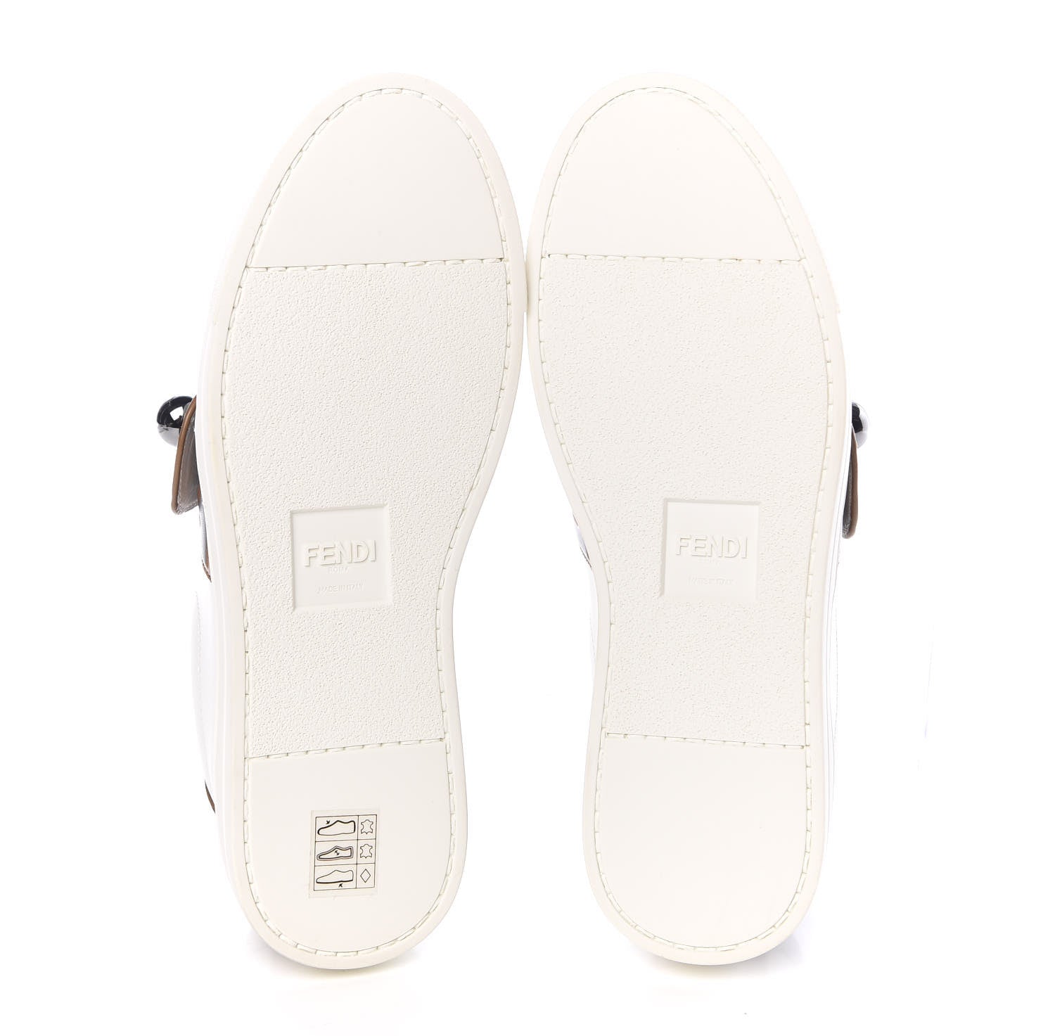 Fendi Vitello FF Embossed Pearland Slip On Sneakers 36 White Tobacco Moro 5 of 9
