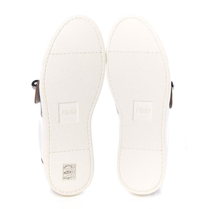 Fendi Vitello FF Embossed Pearland Slip On Sneakers 36 White Tobacco Moro 5 of 9