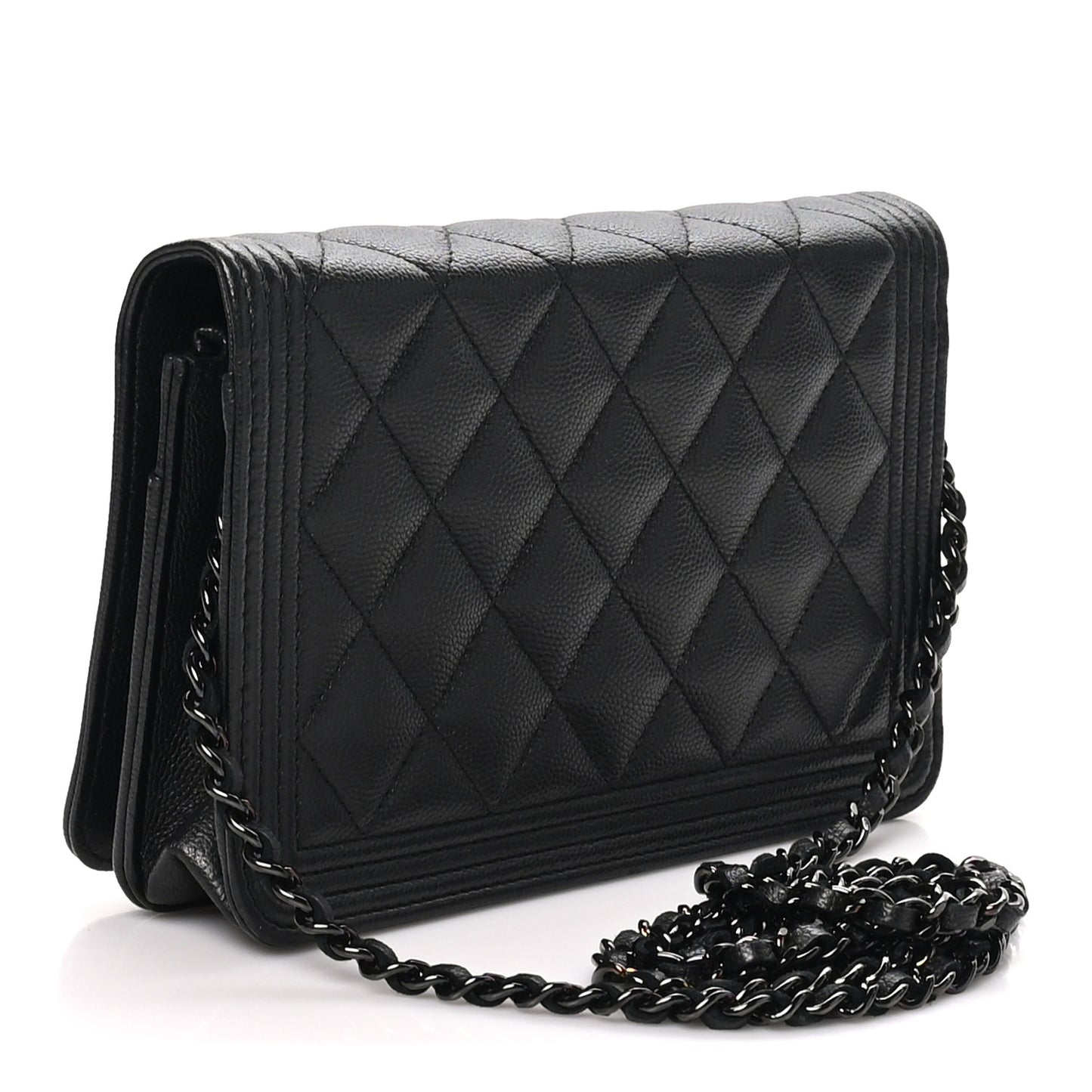 Caviar Quilted Boy Wallet On Chain WOC So Black