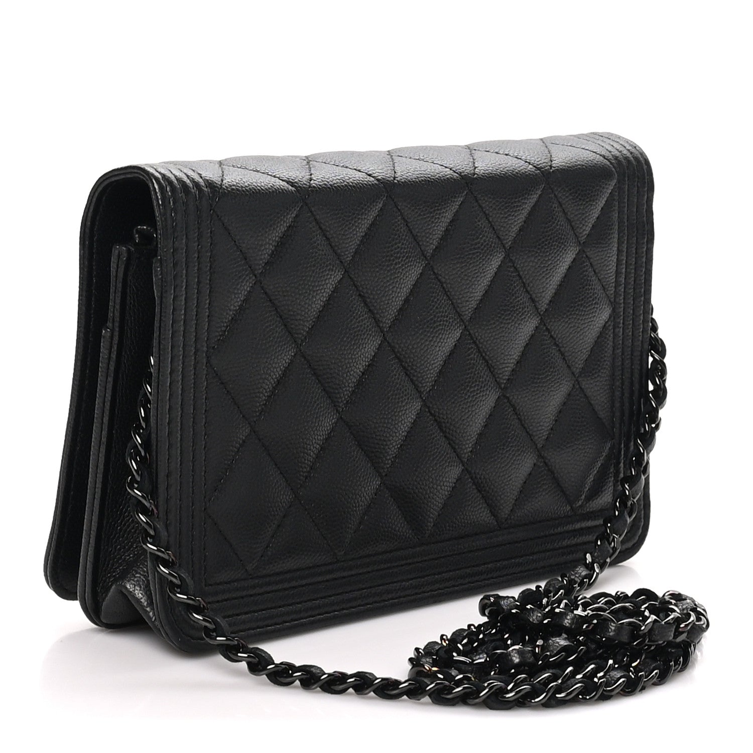 Chanel Caviar Quilted Boy Wallet On Chain WOC So Black 3 of 12