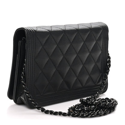 Chanel Caviar Quilted Boy Wallet On Chain WOC So Black 3 of 12