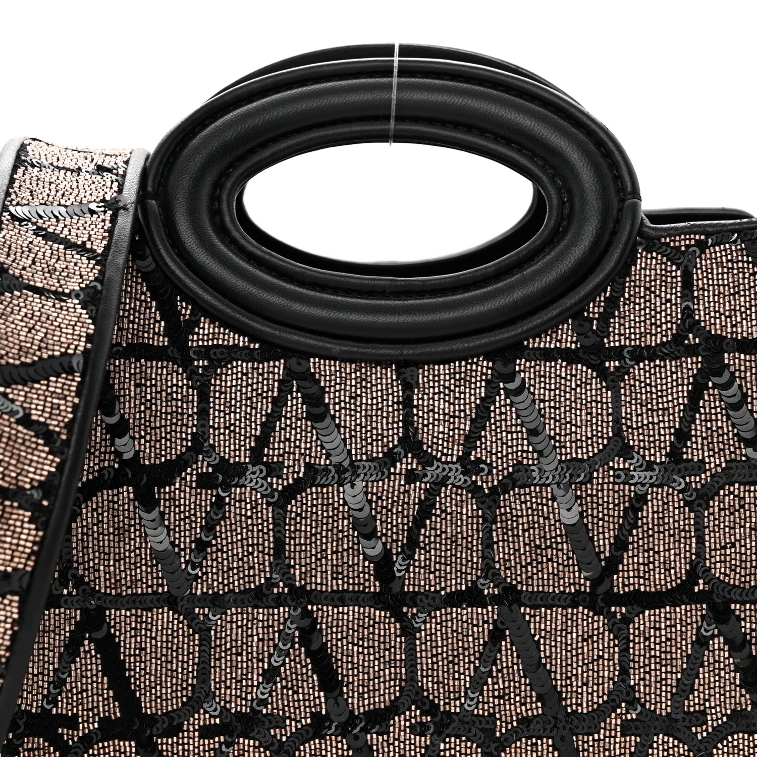 Valentino Garavani Sequins Toile Iconographe Calfskin Beaded Mini Le Troisieme Shopping Bag Black Rose 7 of 11