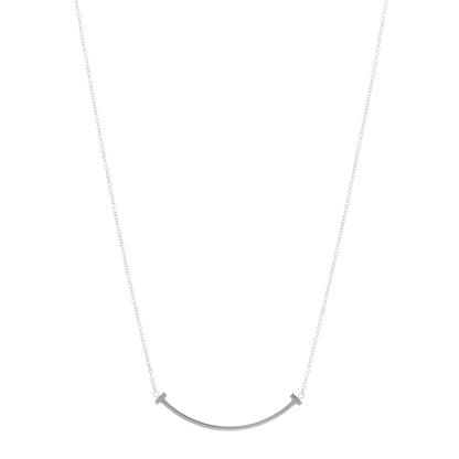 Tiffany 18K White Gold Small T Smile Pendant Necklace 1 of 4