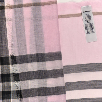 Burberry Wool Silk Gauze Giant Check Scarf Alabaster Pink 4 of 4