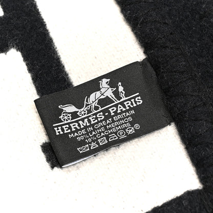 Hermes Wool Cashmere Avalon III Blanket Ecru Black 3 of 3
