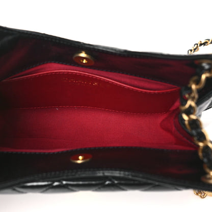 Chanel Shiny Crumpled Calfskin Quilted Small Wavy CC Hobo Black 5 of 10