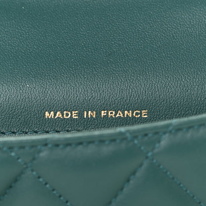 Chanel Lambskin Quilted Top Handle Flap Coin Purse With Chain Green 6 of 9