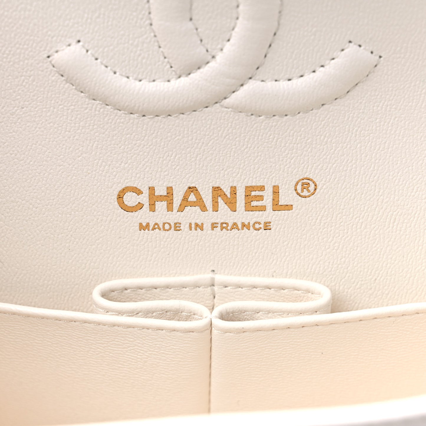 Caviar Chevron Quilted Small Double Flap White