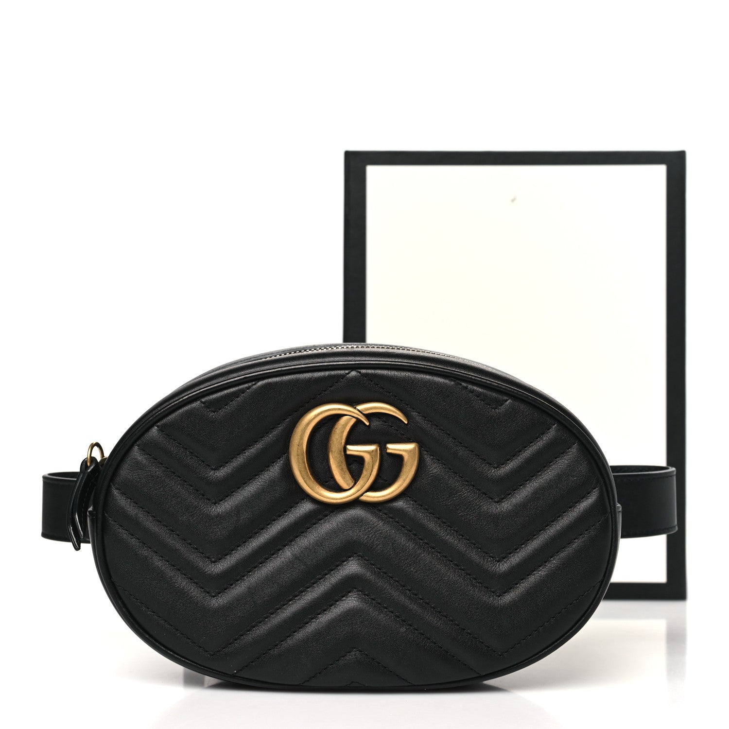 Gucci Calfskin Matelasse GG Marmont Belt Bag 85 34 Black 11 of 11