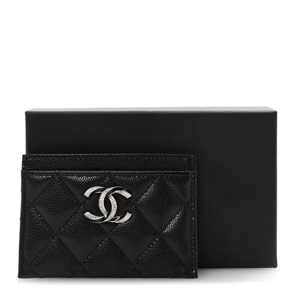 Chanel Caviar Quilted Crystal Enamel CC Card Holder Black 9 of 9