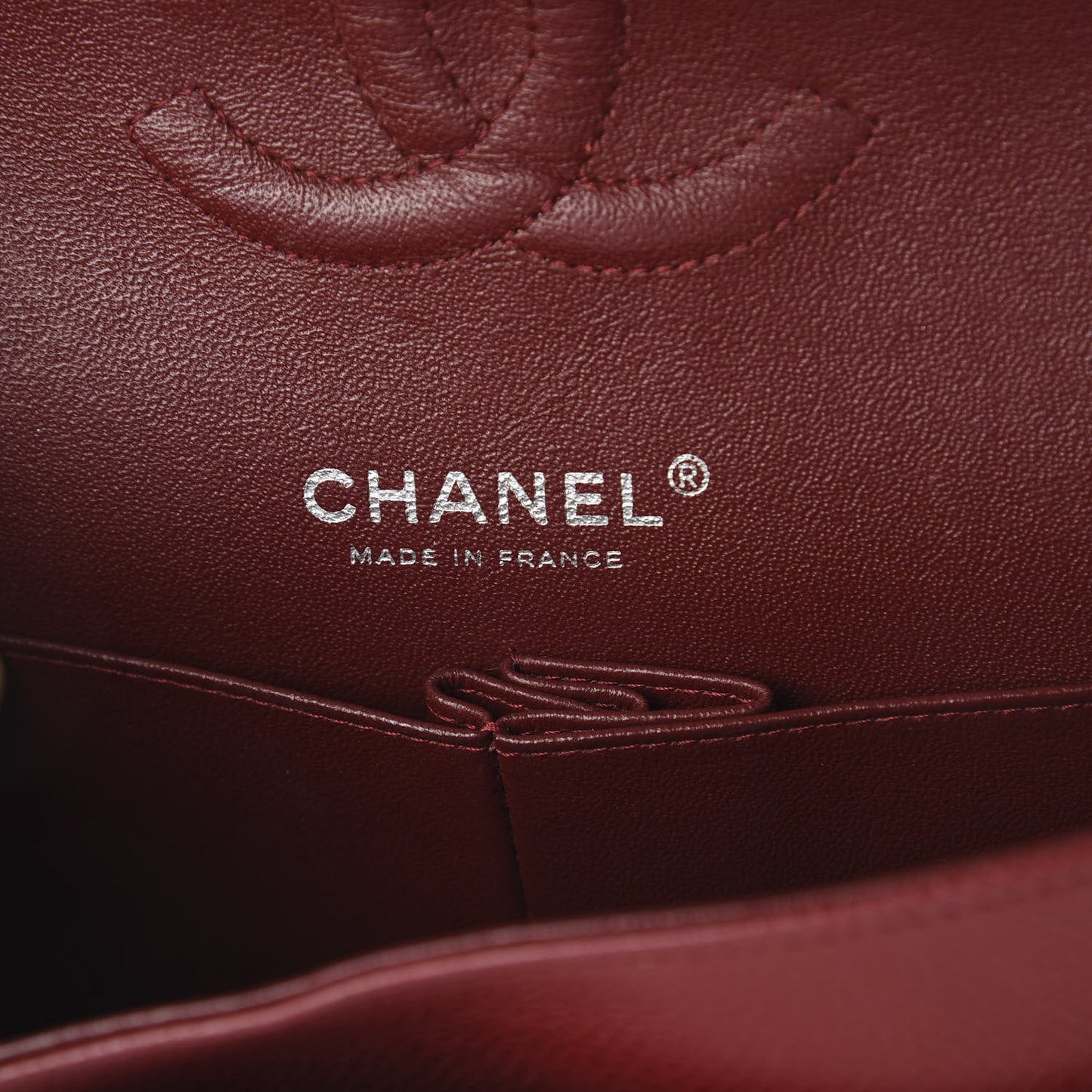 Caviar Quilted Medium Double Flap Dark Red