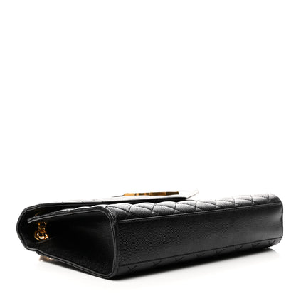 Saint Laurent Grain De Poudre Textured Mixed Matelasse Triquilt Medium Monogram Satchel Black 4 of 12