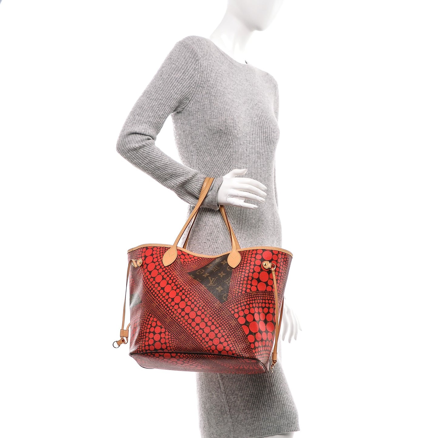 Monogram Kusama Waves Neverfull MM Red