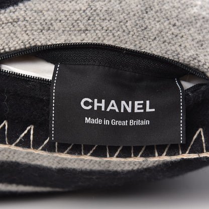 Chanel Merino Wool Cashmere CC Pillow Black Beige 3 of 4