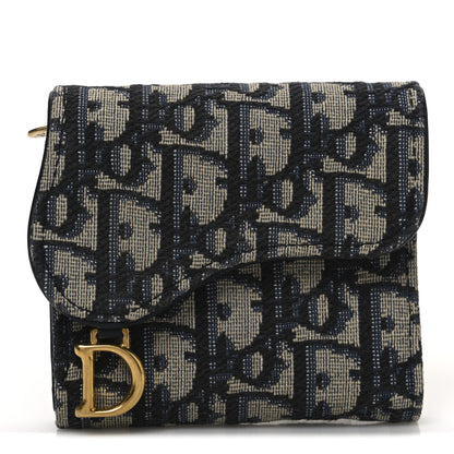Christian Dior Oblique Saddle Lotus Wallet Blue 1 of 6