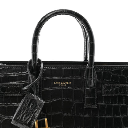 Saint Laurent Calfskin Crocodile Embossed Nano Sac De Jour Black 7 of 14