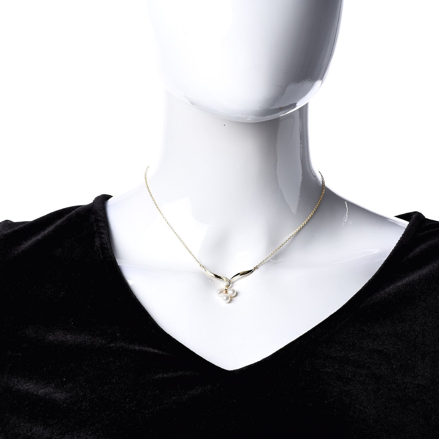 18K Yellow Gold Diamond Akoya Pearl Drop Pendant Necklace