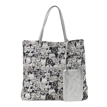 Chanel Nylon Cat Emoticon Tote Navy Silver 1 of 9