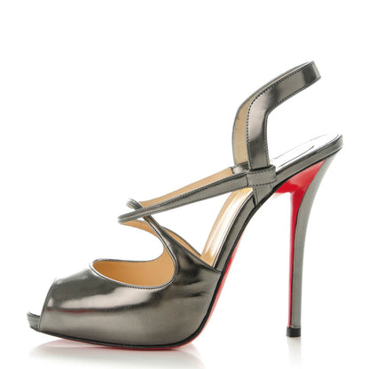 Christian Louboutin Metallic Gloss Cross Street 120 Sandals 37.5 Lichen 1 of 8