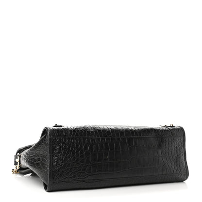 Balenciaga Calfskin Crocodile Embossed Classic Hardware City Black 7 of 24