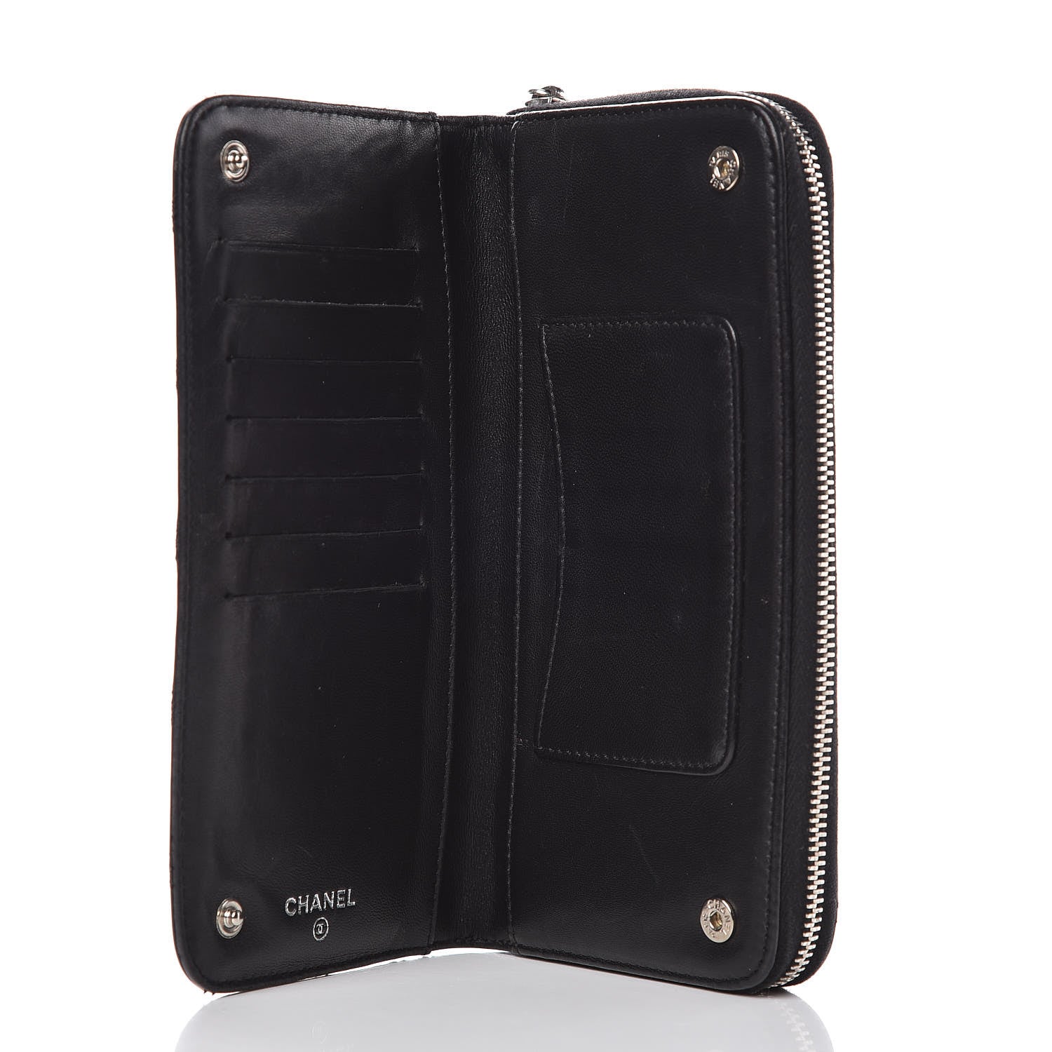 Chanel Aged Calfskin Quilted Paris New York PNY Wallet Black 6 of 11
