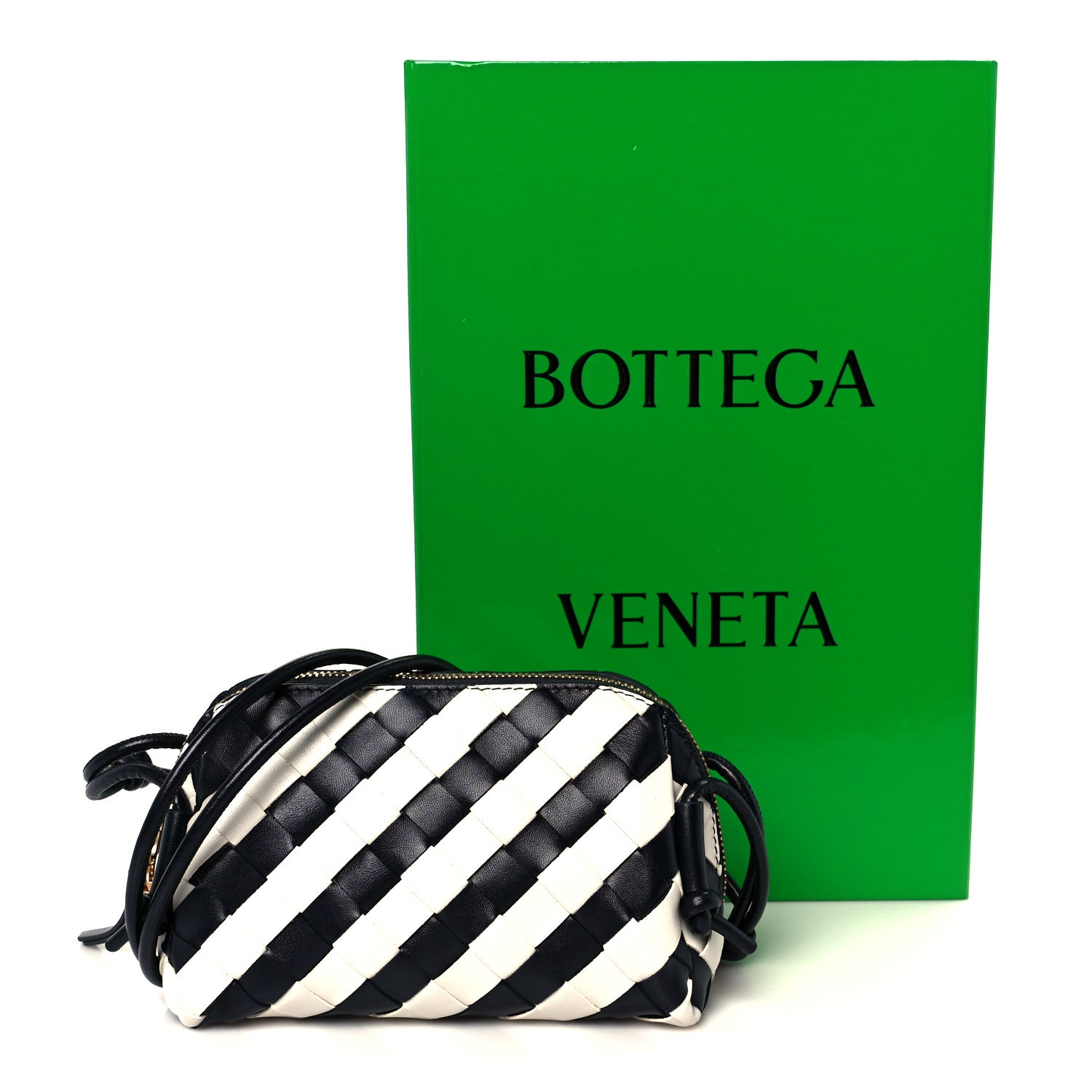 Bottega Veneta Nappa Intrecciato Striped Concert Pouch Space Chalk