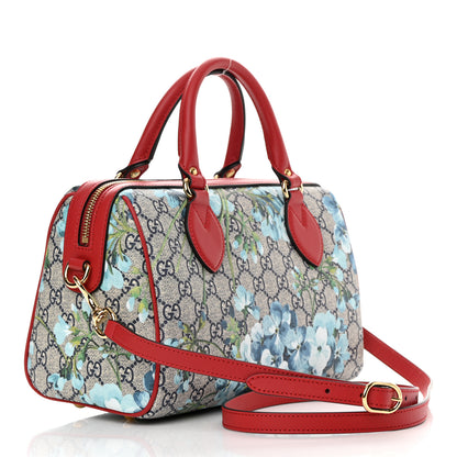 Gucci GG Supreme Monogram Blooms Small Boston Beige Blue Navy Hibiscus Red 3 of 11