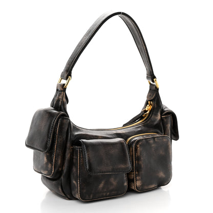 Miu Miu Distressed Nappa Pocket Bag Sand Coffee 3 of 10
