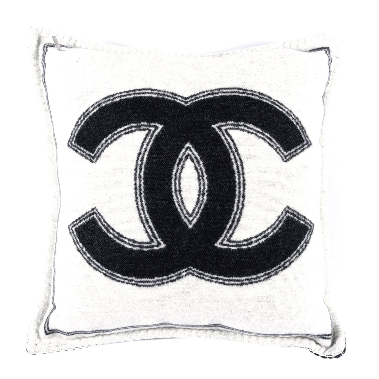 Merino Wool Cashmere CC Pillow Black White