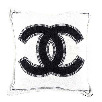 Chanel Merino Wool Cashmere CC Pillow Black White 1 of 4