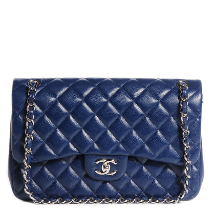 Chanel Caviar Quilted Jumbo Double Flap Navy Blue 1 of 10