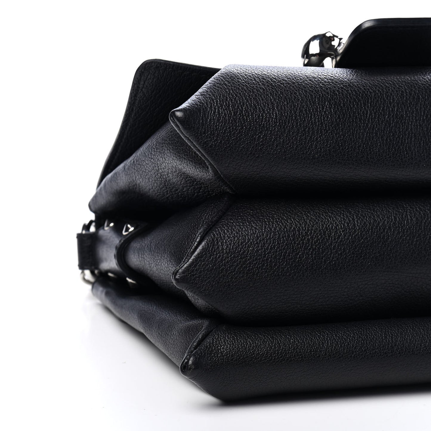 Grained Calfskin Twin Skull Crossbody Black