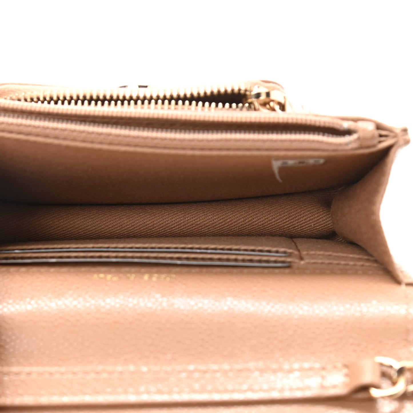 Caviar Quilted Business Affinity Clutch With Chain Flap Dark Beige