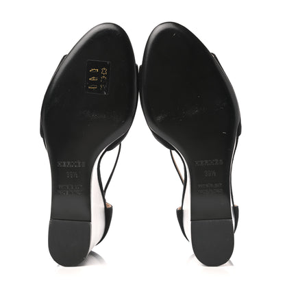 Hermes Velvet Goatskin Attelage Platform Sandal 39.5 Black 5 of 9