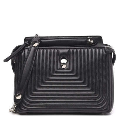 Fendi Shiny Nappa Trapuntata Small DotCom Click Chain Satchel Black 1 of 15